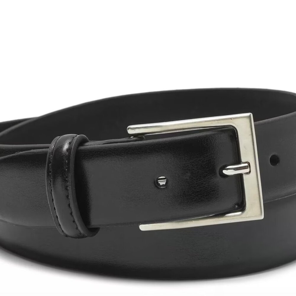 Florsheim Carmine Men's Black Leather Belt w/ Silver Buckle, Sz. 36, EUC